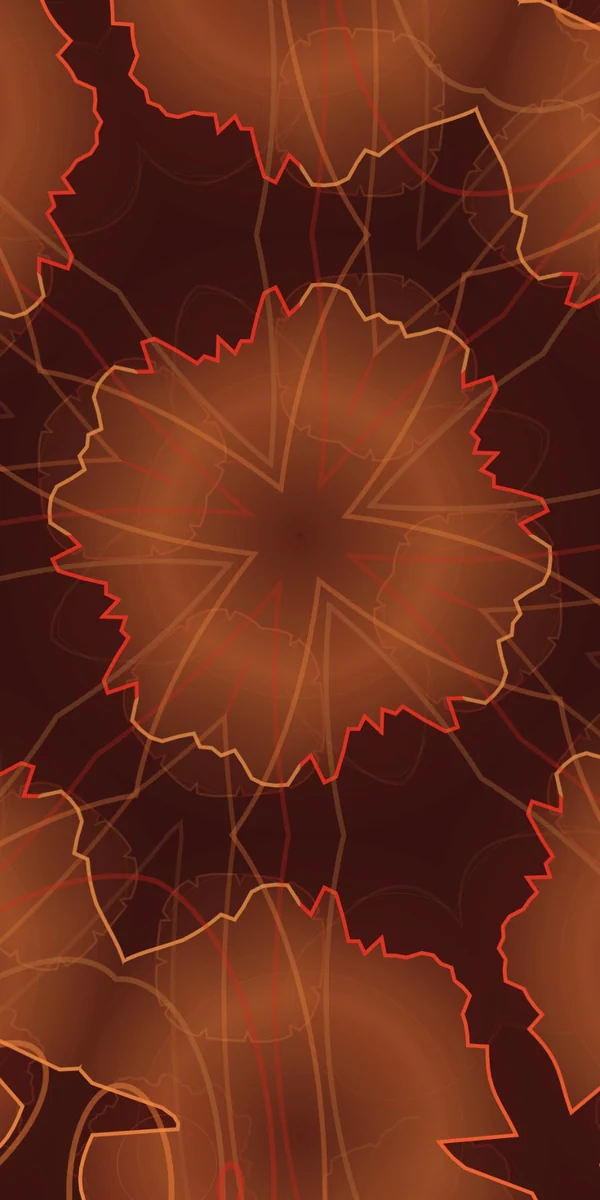 PulseBloom app capture showing overlapping orange geometric patterns